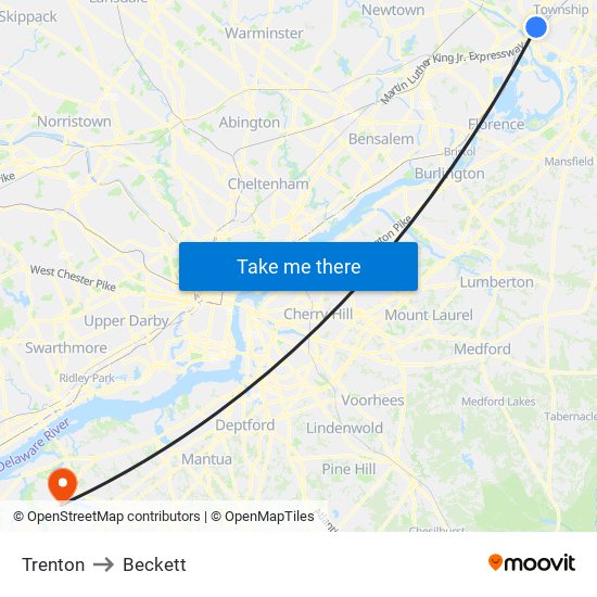 Trenton to Beckett map