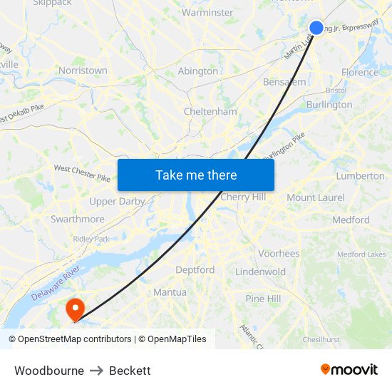 Woodbourne to Beckett map