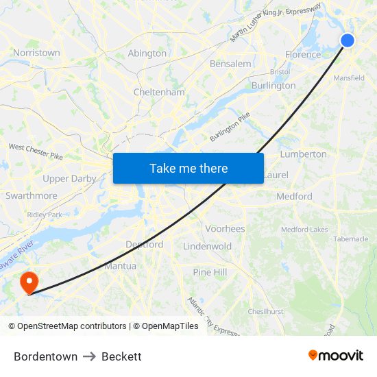 Bordentown to Beckett map