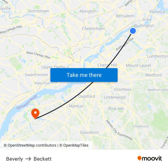 Beverly to Beckett map