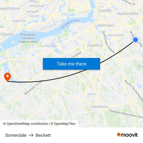 Somerdale to Beckett map