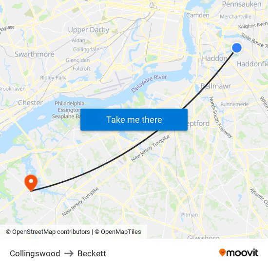 Collingswood to Beckett map