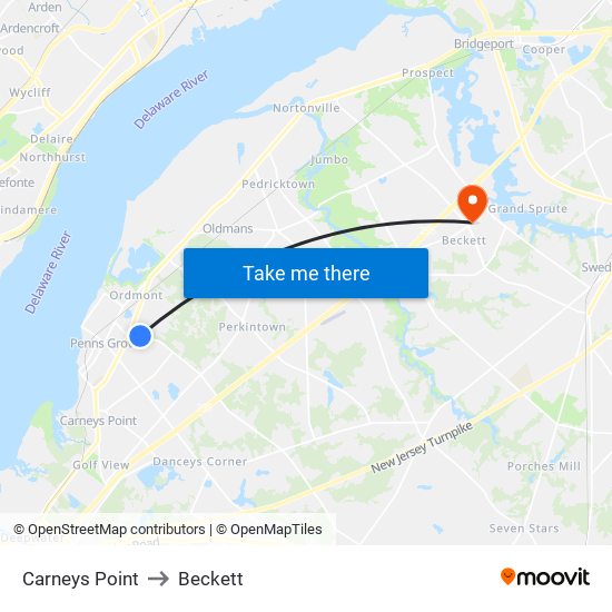 Carneys Point to Beckett map