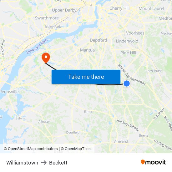 Williamstown to Beckett map