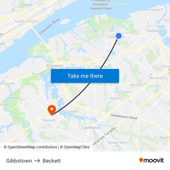 Gibbstown to Beckett map
