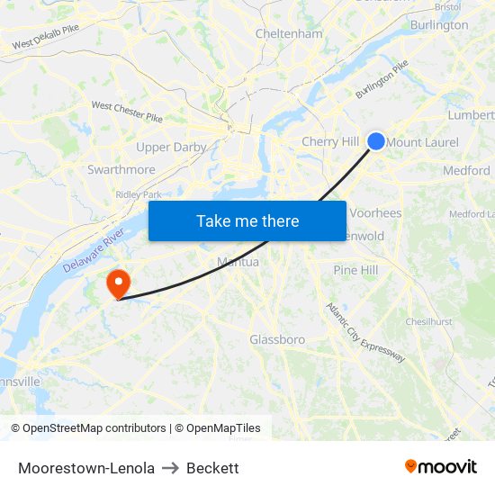 Moorestown-Lenola to Beckett map