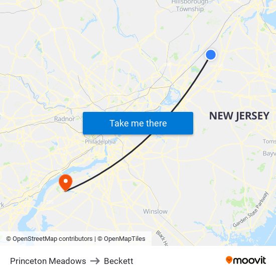Princeton Meadows to Beckett map