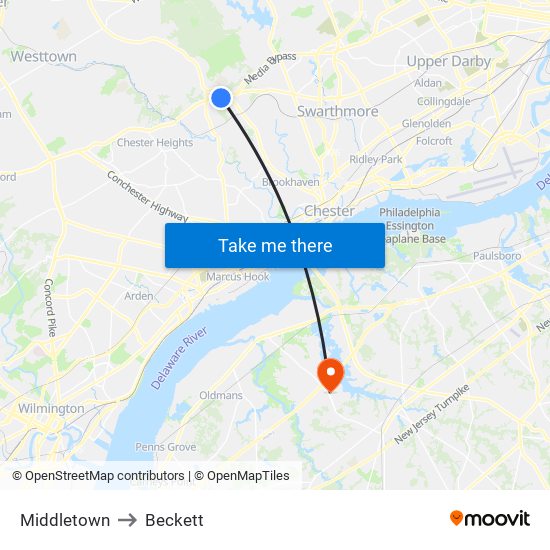 Middletown to Beckett map