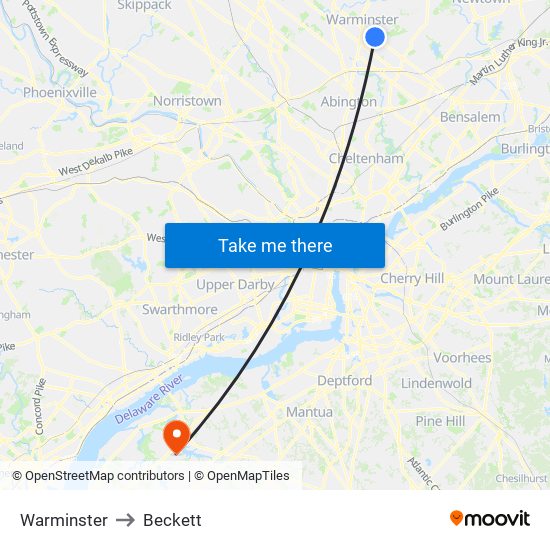 Warminster to Beckett map