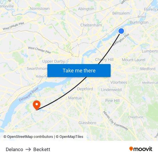 Delanco to Beckett map