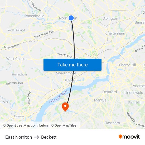 East Norriton to Beckett map