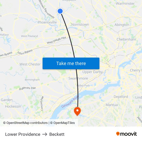 Lower Providence to Beckett map