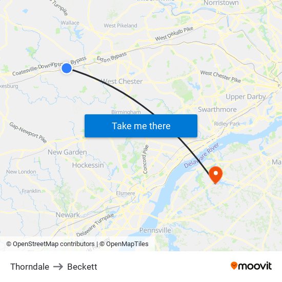 Thorndale to Beckett map