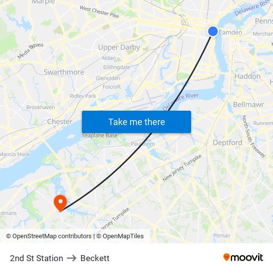 2nd St Station to Beckett map