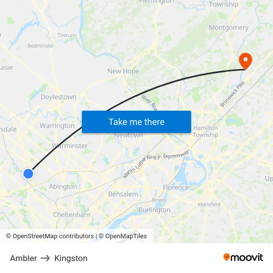 Ambler to Kingston map