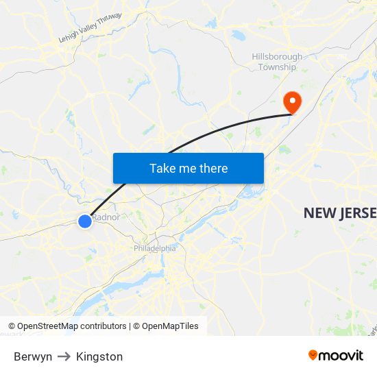 Berwyn to Kingston map