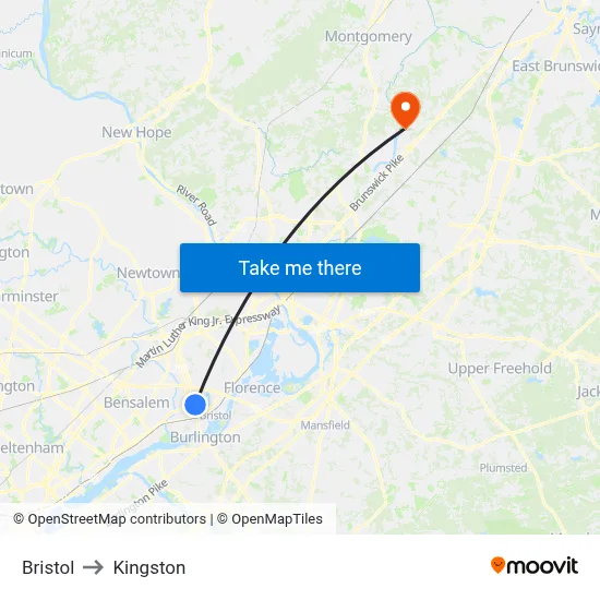 Bristol to Kingston map