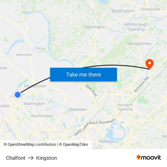 Chalfont to Kingston map