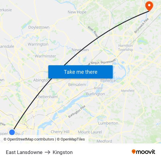 East Lansdowne to Kingston map