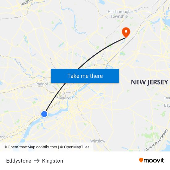 Eddystone to Kingston map