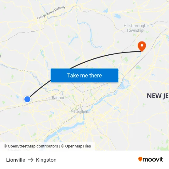 Lionville to Kingston map