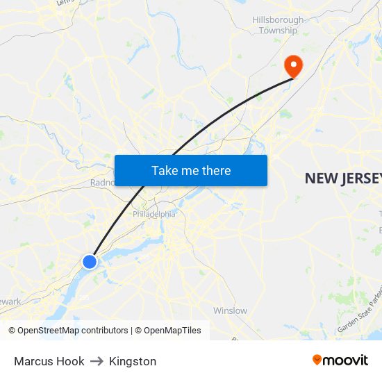 Marcus Hook to Kingston map
