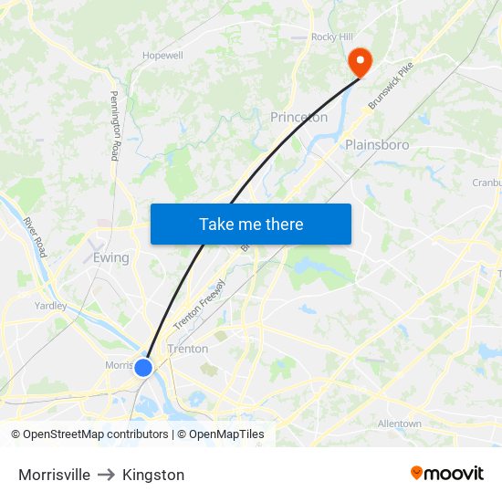 Morrisville to Kingston map