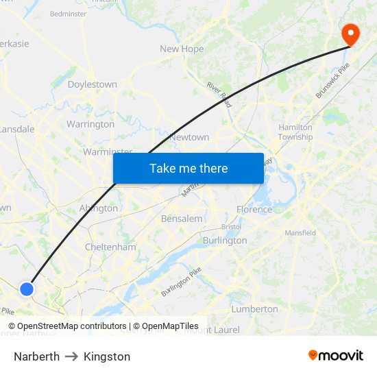 Narberth to Kingston map