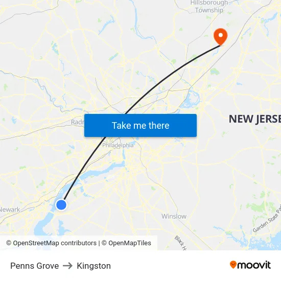 Penns Grove to Kingston map