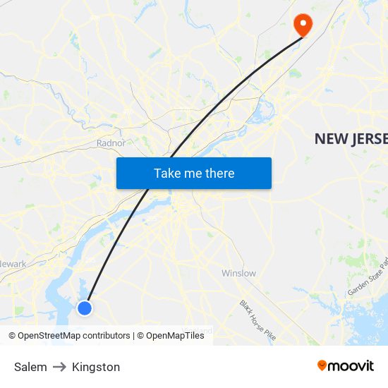 Salem to Kingston map