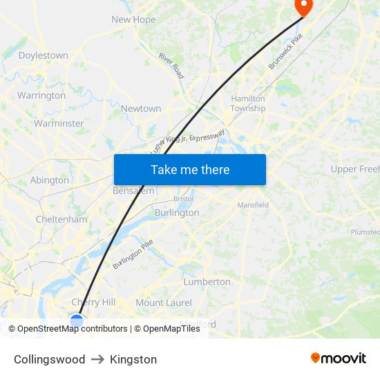 Collingswood to Kingston map