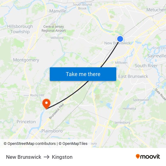 New Brunswick to Kingston map