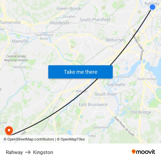 Rahway to Kingston map