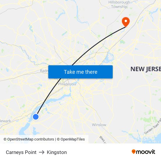 Carneys Point to Kingston map