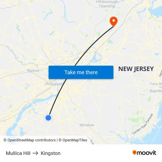 Mullica Hill to Kingston map
