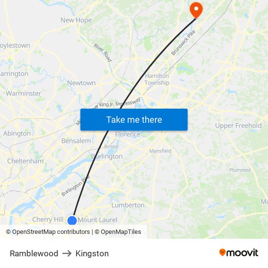 Ramblewood to Kingston map
