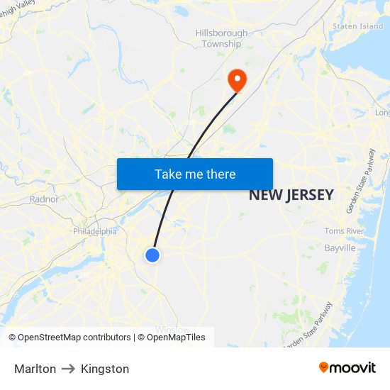Marlton to Kingston map