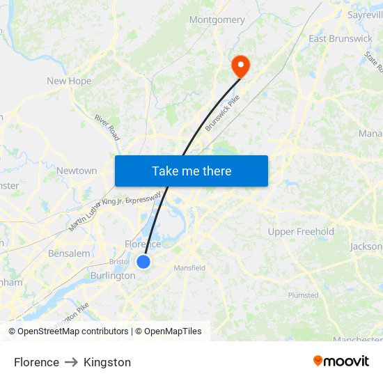 Florence to Kingston map