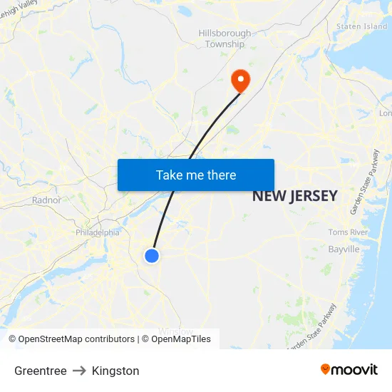Greentree to Kingston map