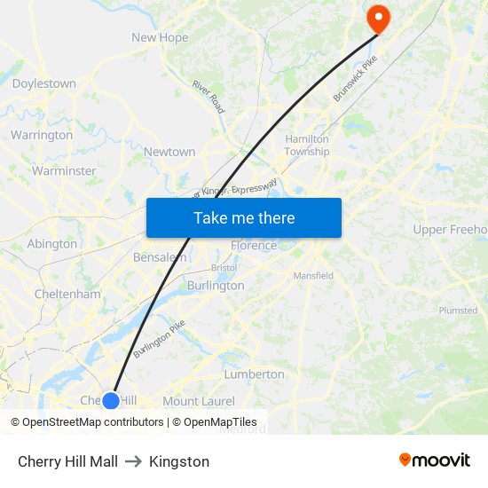 Cherry Hill Mall to Kingston map
