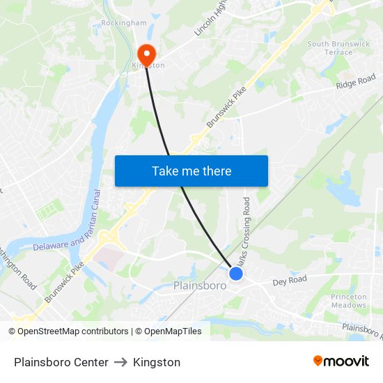 Plainsboro Center to Kingston map