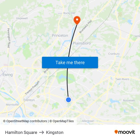 Hamilton Square to Kingston map