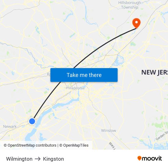 Wilmington to Kingston map