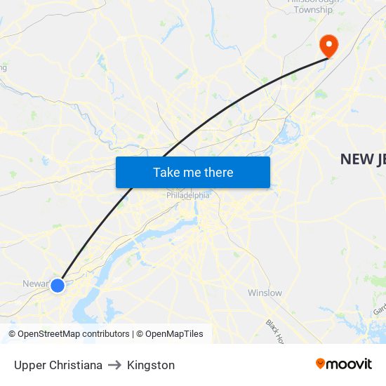 Upper Christiana to Kingston map