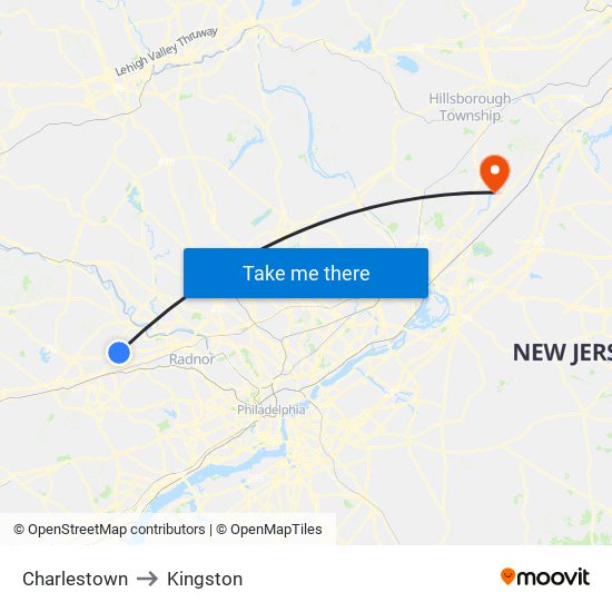 Charlestown to Kingston map