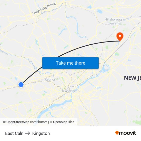 East Caln to Kingston map