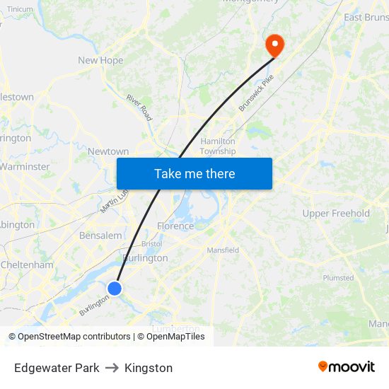 Edgewater Park to Kingston map