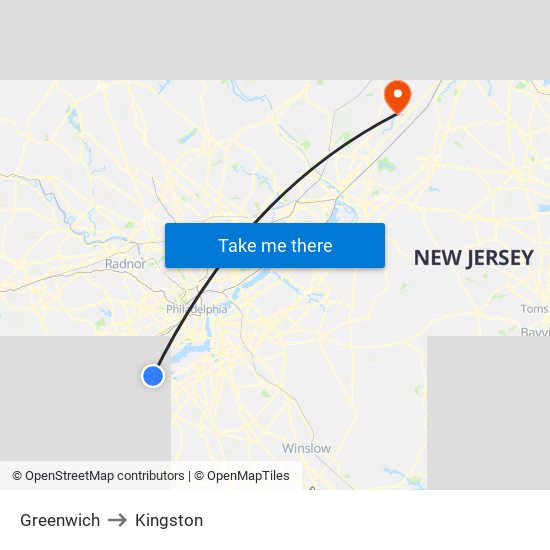 Greenwich to Kingston map