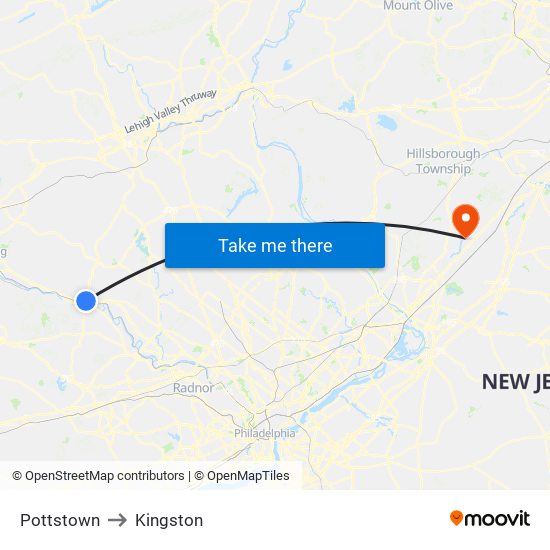 Pottstown to Kingston map