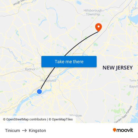 Tinicum to Kingston map